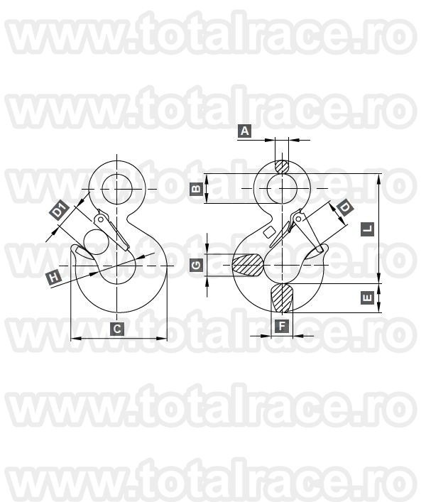 Carlig cu ochi si siguranta model 101