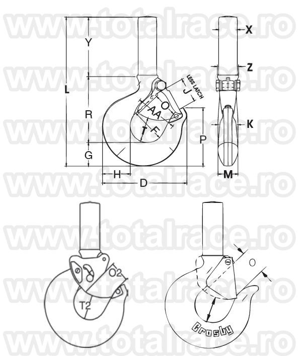 Carlige tija CROSBY® S319 CN Carbon Steel