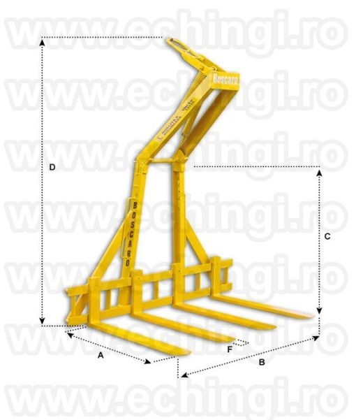 Furca macara ITA-4D 2T ridicare 2 paleti simultan 1000 mm