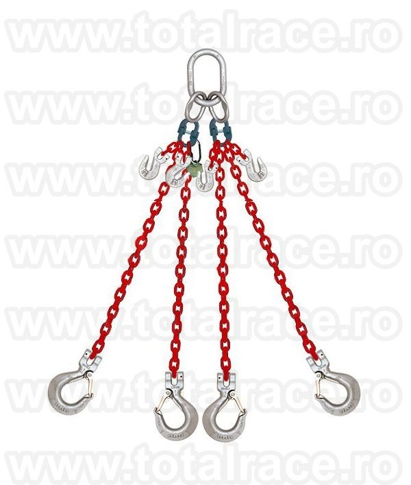 Lanturi ridicare cu 4 brate carlig Clevis si siguranta Crosby